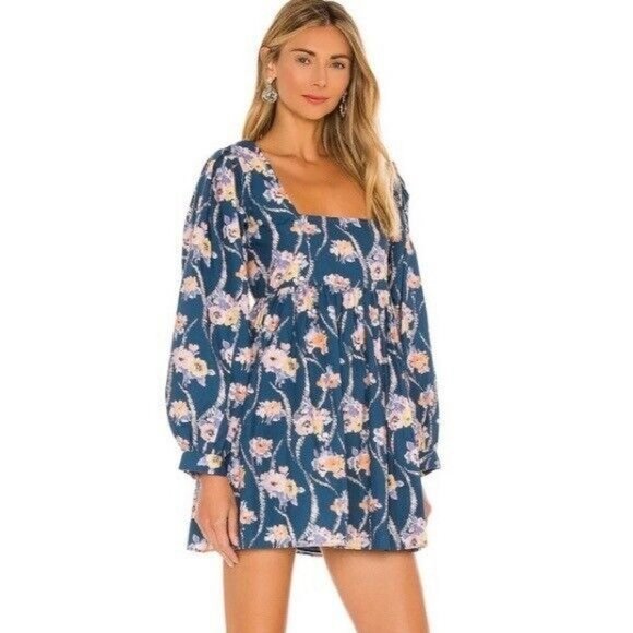 LoveShackFancy Blue Floral Mini Dress - Picture 3 of 11